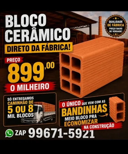 Caminhão de Bloco cerâmico para linha verde 