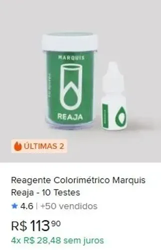 Reagente Colorimétrico Marquis Reaja - 10 Testes