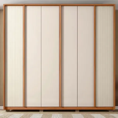 Guarda Roupa Barcelona Ripado White de 6 Portas
