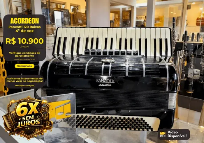 Acordeon 120 Baixos 4ª de Voz Pancotti - Modelo Alfa Itália