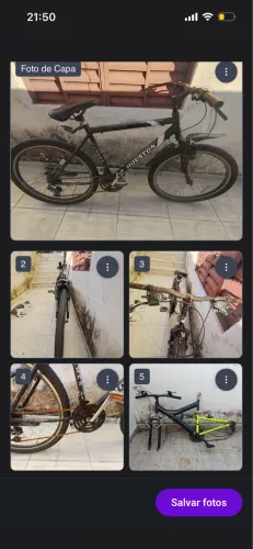 Bicicleta usada e quadro para montagem