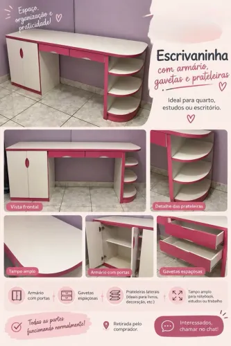 escrivaninha rosa