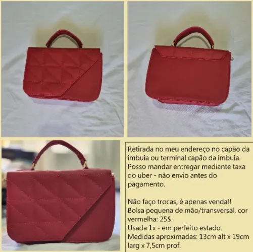 Bolsa pequena vermelha, perfeito estado
