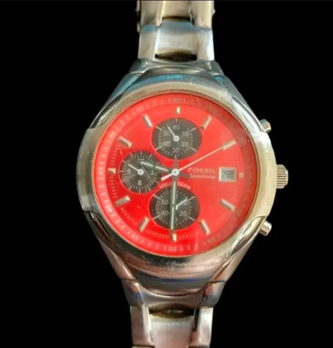 Raro Relógio fossil speedway, mostrador vermelho, modelo ch2353, 39,5 mm, Anos 90