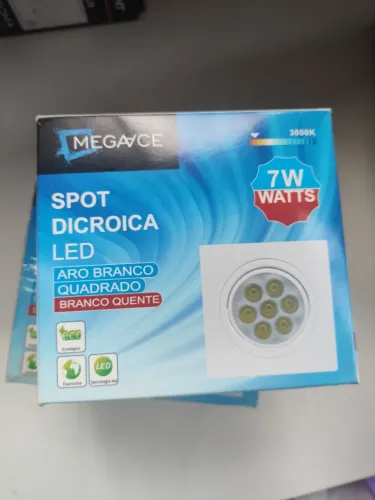 Kit 05 Spot led 7w quadrado de embutir - branco quente - 3000k