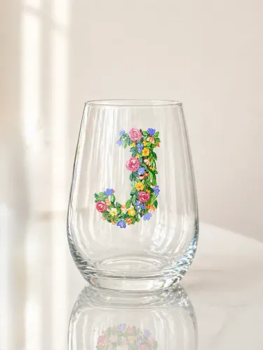 Copo Personalizado Floral Letra - SOB ENCOMENDA