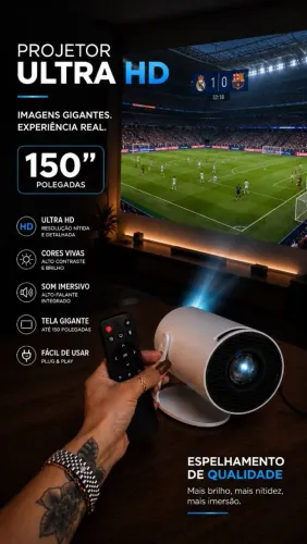 Projetor portátil ultra HD com Android