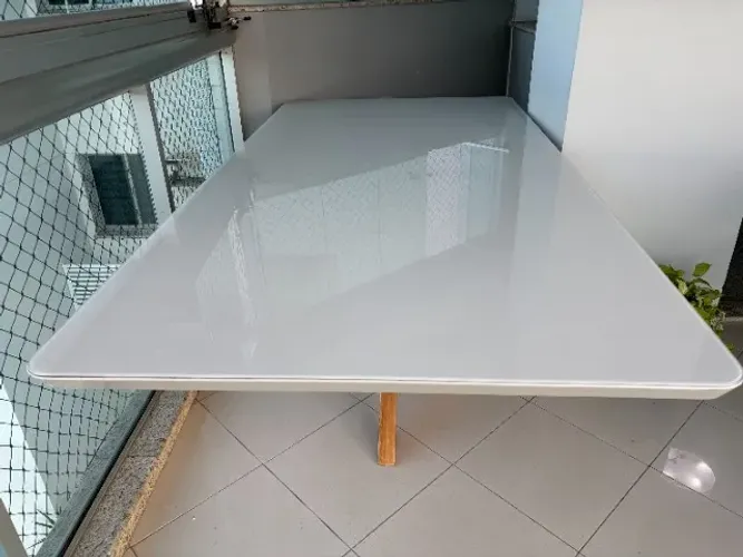 mesa jantar retangular marcaTurim 2,20x1,10x0,76 cm, cor off white/castanho