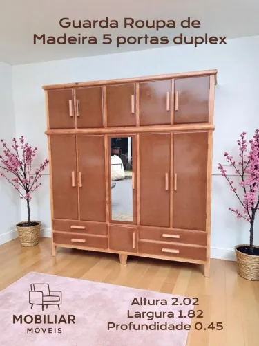 GUARDA ROUPA DE MADEIRA DUPLEX 5 PORTAS NOVO