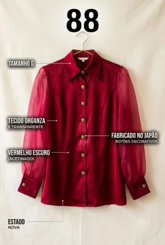 Camisa carmim feito no Japão, g e nova