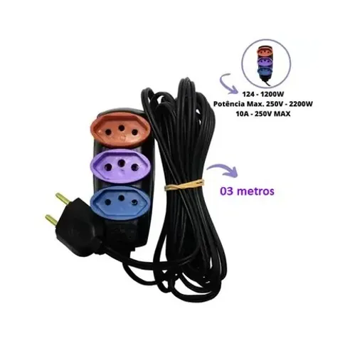 Extensao eletrica 3 Metros