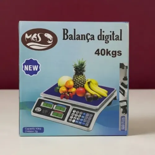BALANÇA DIGITAL COMERCIAL RECARREGÁVEL 40KG M&S