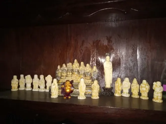 Coleção miniaturas chinesas deuses sábios marfin resina