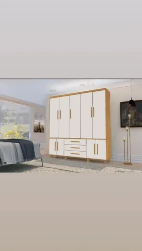 Guarda Roupa Duplex 5 Portas Cor Canelato