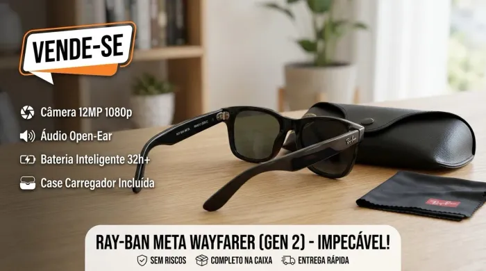 Óculos Inteligentes Ray-Ban Meta Wayfarer (Gen 2) - Impecável