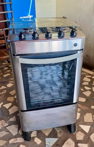 Fogão 4 bocas Esmaltec frente Inox. ENTREGO