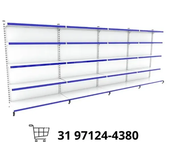 Gôndola de parede branca 5 bandejas Polar
