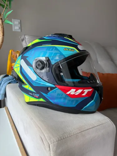 Capacete MT Targo S Diogo Moreira C7 Azul Verde Integral