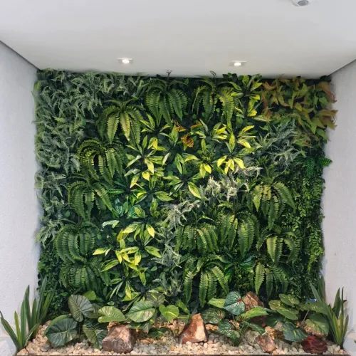 Parede verde artificial para decoração