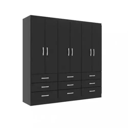 Receba hoje guarda-roupa 6 portas preto -FRETE GRÁTIS