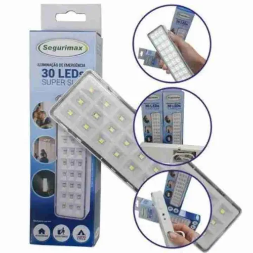 Luminária De Emergência 30 Leds,Super Slim Bivolt 