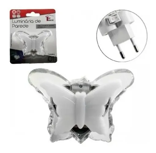 Abajur Luminária De Tomada Infantil Borboleta