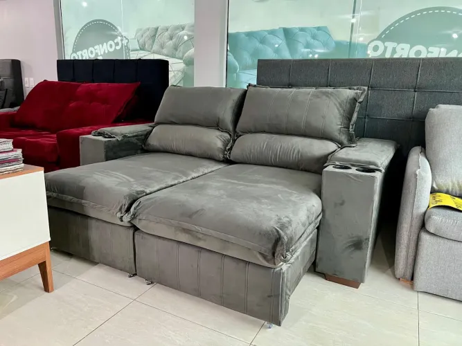 Sofá novo com porta copos lindo , corre garanta 