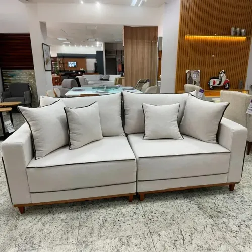 Sofá Living Montes Claros 3048 2,16 m Bege 2119 - LUFER ESTOFADOS