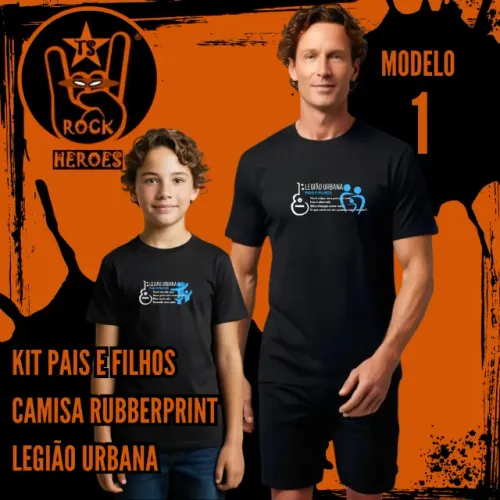 Kit Pai e Filho Legião Urbana Estampa Rubberprint DTF Alta Qualidade 100% Algodão