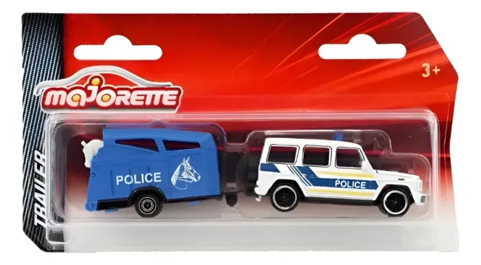 Miniatura Mercedes Amg G63 C/ Trailer Polícia 16cm Majorette - Branco