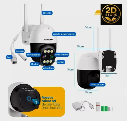 Câmera de Segurança WiFi Jortan JT-8186XM 4MP - PTZ