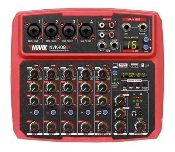 Mesa De Som Novik Nvk-i08Bt  08 Canais e Bluetooth