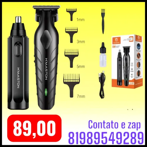kit de máquina de cortar cabelo e aparador de pelos do nariz H'maston LFJ05.