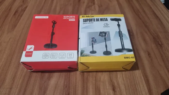 Suporte de microfone + suporte de celular 