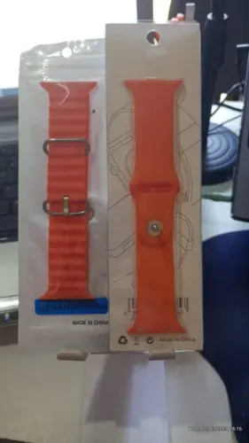 02 Pulseiras Smartwatch = 01Ocean + 01Silicone, Laranja, Series Ultra 38/40/42/44/45/49mm