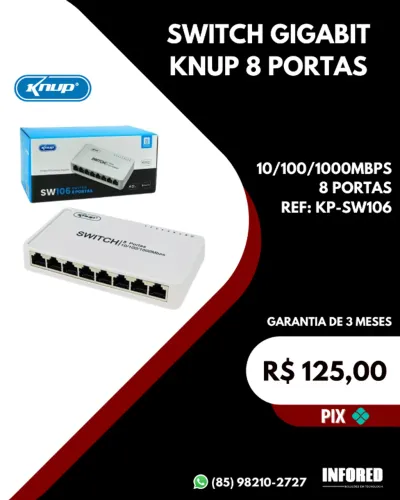 Switch Gigabit Knup 8 Portas KP-SW106