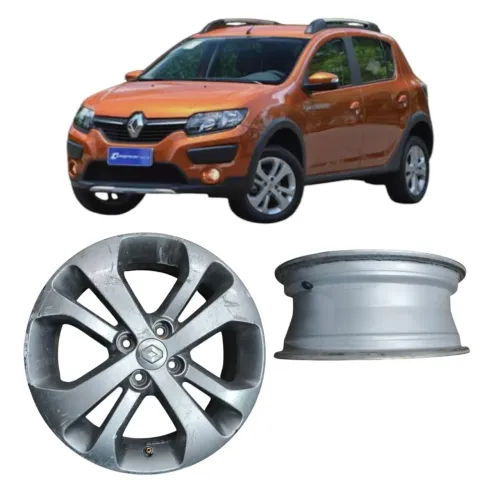 Roda Sandero Logan Stepway 2015 Ao 2021 Aro 16 Cinza