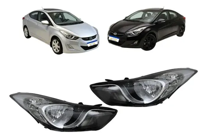 Par Farol Hyundai Elantra 2011 2012 2013 2014 Cromado Manual Ambos Lados
