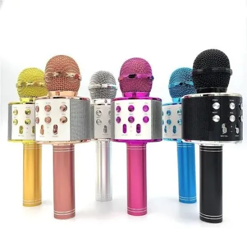 Microfone Karaokê Bluetooth Efeito Voz Modo Gravação WS-858<br>