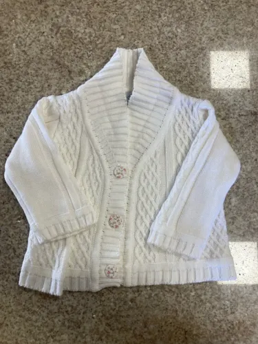 Cardigan de Tricô Branco Infantil