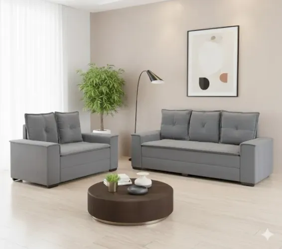 Sofa 2 e 3 lugares turim cinza (dividimos em ate 10x sem juros)