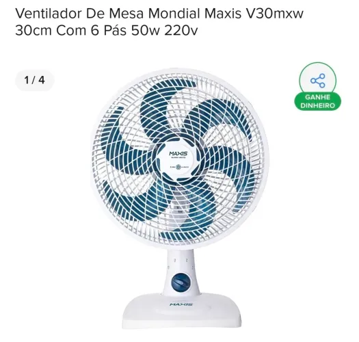 Ventilador De Mesa Mondial Maxis V30mxw 30cm Com 6 Pás 50w 220v