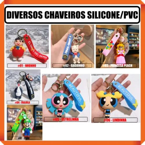 Chaveiros Criativos Silicone/PVC com ou sem fivela de metal para bolsas e mochilas 