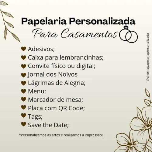PAPELARIA PERSONALIZADA PARA CASAMENTO