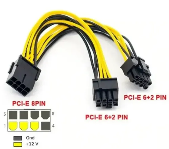 Adaptador 8 Pinos para 2 saidas 8 Pinos(6+2) - Pra Placas de Video