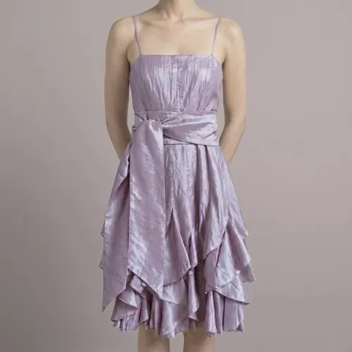Vestido 2 Em 1 Alcinha E Tomara Que Caia Debutante Festa Amarração Curto Rosa Queimado