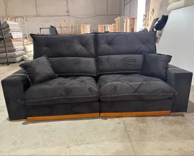 Sofá Retrátil Preto Lux Comfort 2,30 m