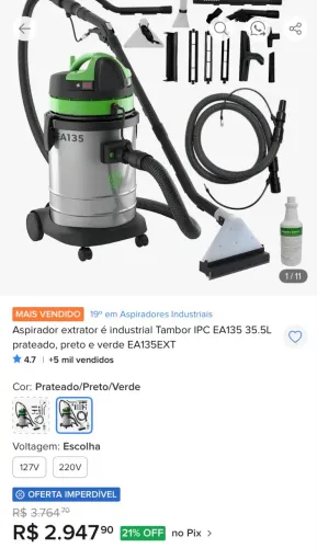 Lavadouro ,Aspirador extrator é industrial Tambor IPC EA135 35.5L