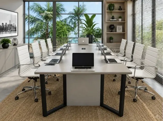 Mesa Reunião Corporativa Trapeze Graphite With Black. L270cm x P120cm x A74cm