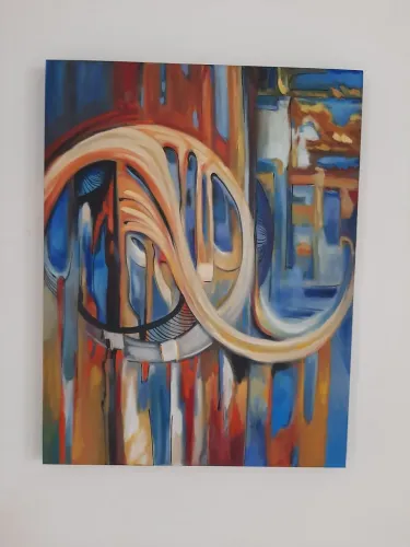 Pintura a oleo sobre tela abstrato original da artista